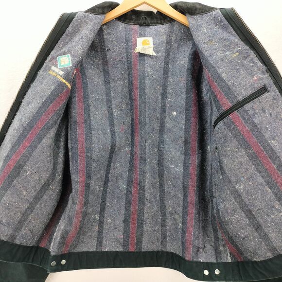 VTG Carhartt Jacket Detroit J01 Mens Size 46 XL Black Blanket Lined Chore Barn - Picture 15 of 15